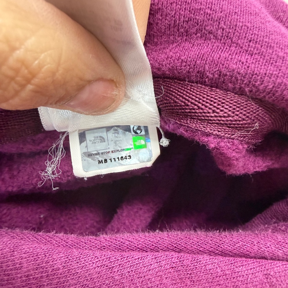 North Face Hoodie Womens L Purple Pink Logo Graphic Pullover Fleece Sweatshirt - Picture 9 of 9